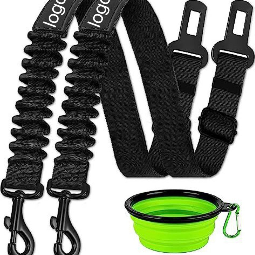 Twin Safety Set (2-Pack) - Premium Elastic Bungee Dog Car Seatbelt